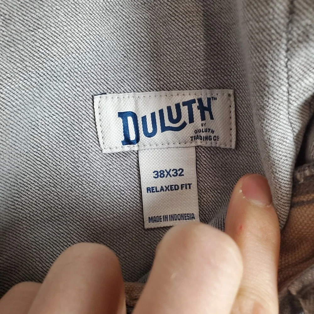 Duluth Flex Ballroom Jeans Mens Sz 38 X 32 Gray Denim Light Wash Straight Leg